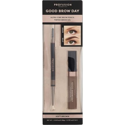 Profusion Cosmetics Good Brow Day 2-Piece Kit Soft Brown