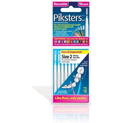 Piksters Interdental Brushes Size 2 White Handle 10 Count