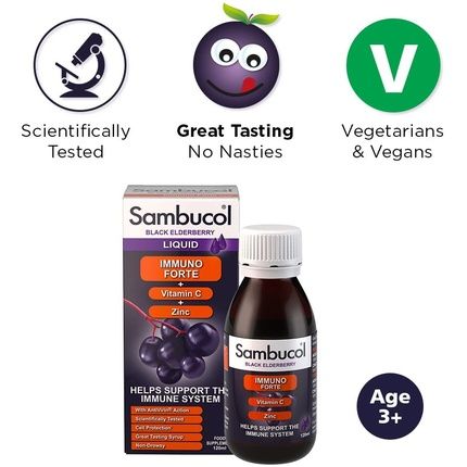 Sambucol Natural Black Elderberry Immuno Forte With Vitamin C And Zinc 120Ml