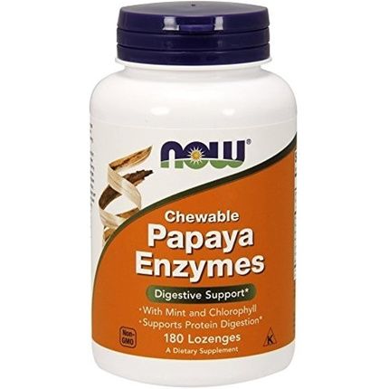 Now Papaya Enzyme With Mint And Chlorophyll Digestive Support 180 Chewable Lozenges 540 Count