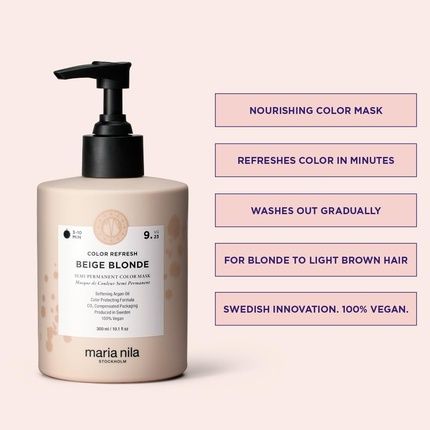 Maria Nila Colour Refresh Beige Blonde 300Ml Cool Toned Soft Beige Hair Mask - Image 3