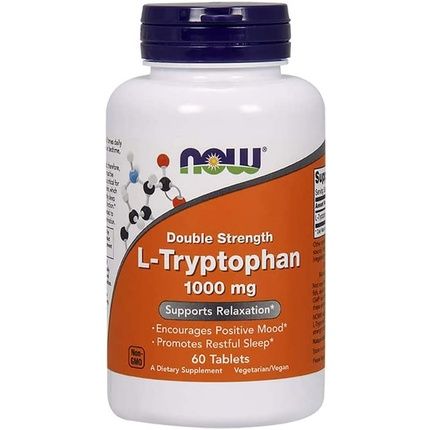 Now Foods L-Tryptophan Double Strength 1000Mg 60 Tablets