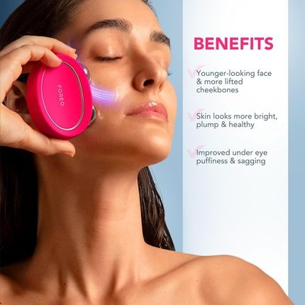 Foreo Bear 2 Full Facelift Skin Care Set With Microcurrent Facial Device Supercharged Serum 2.0 30Ml Supercharged Ha+Pga Triple Action Intense Moisturizer 15Ml Anti Aging Skincare Tools Fuchsia