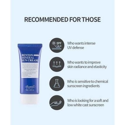 Benton Skin Fit Mineral Sun Cream Spf50+/Pa++++ 1.7 Fl Oz/50Ml Sunscreen - Image 3