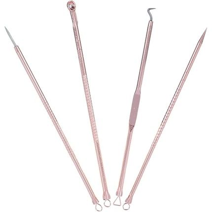 Blackhead Remover Stainless Steel Rosegold 4 Piece Set For Treating Pimples And Acne - Image 3