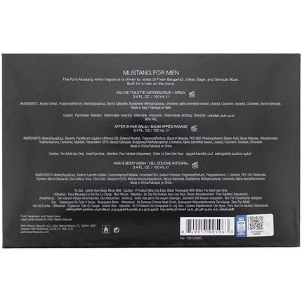 Mustang White 3 Piece Gift Set: Eau De Toilette, Aftershave Balm, And Hair & Body Wash 100Ml