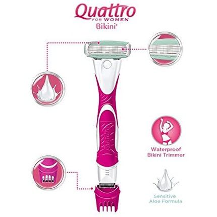 Wilkinson Sword Quattro For Women Biki, Rechargeable, 4 Blades, For Women, Met