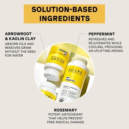 Acure Dry Shampoo All Hair Types 100% Vegan Certified Organic Rosemary & Peppermint Absorbs Oil Removes Impurities Without Water 1.7 Oz - Image 3