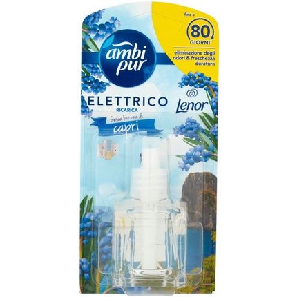 Ambi Pur Room Air Freshener 1 Refill Pack For Ambient Diffuser Capri Breeze Odor Elimination Up To 80 Days Of Refillable Scent