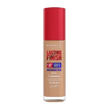 Rimmel Lasting Finish 35H Moisturizing And Long-Lasting Concealing Foundation With Spf20 In 203 True Beige, 30Ml
