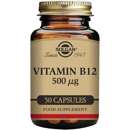 Solgar Vitamin B12 500Ug Vegetable Capsules - Easy To Take Form - Support For Nervous System, Heart, And Mind - Vegan