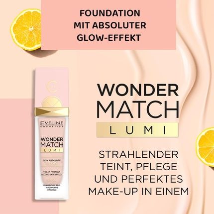 Eveline Cosmetics Wonder Match Liquid Foundation With Hyaluronic Acid And Niacinamide