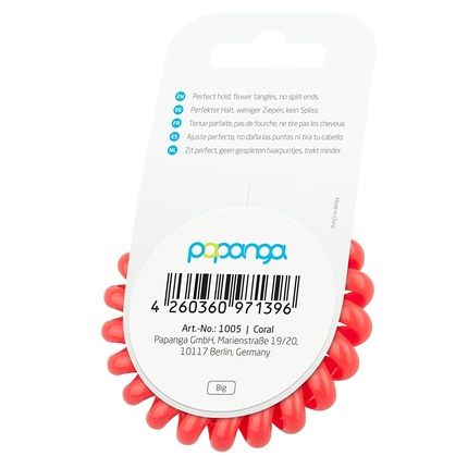 Original Papanga(R) Spiral Hair Tie, Classic Edition, Size: Big, Color: Coral