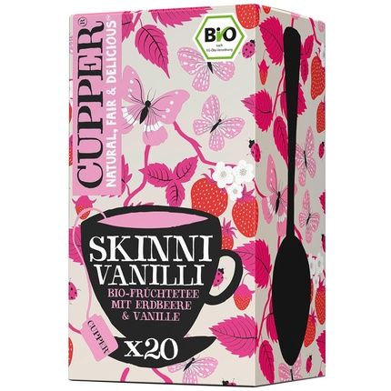 Cupper Organic Fruit Tea Skinni Vanilli Strawberry Tea 20 Unbleached Tea Bags