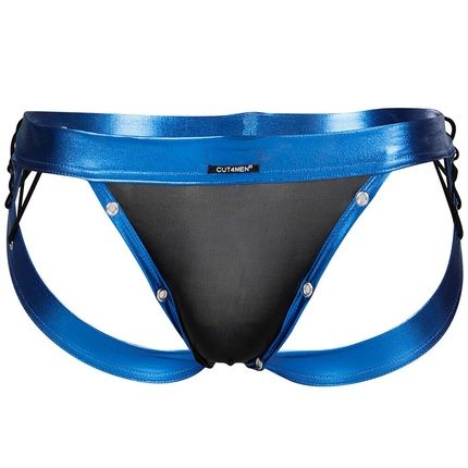 Cut4Men Renaissance Jockstrap Cut4Men14 Blue Leatherette - Image 3