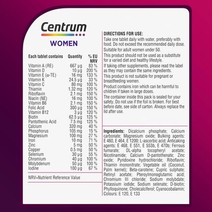 Centrum Women Multivitamin Tablets With 23 Essential Nutrients Including Vitamin C, D, And Iron 30 Ct - Image 3