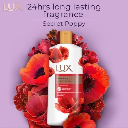 Lux Secret Poppy Body Wash With Bergamot Oil Gentle Soothing Shower Gel Nourishing Body Cleanser Aromatic Fragrance Bath Soap 600Ml - Image 3