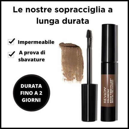Revlon Colorstay Brow Fiber Filler Longwearing Volumising Waterproof Eyebrow Gel 303 Medium Brown 6.8Ml
