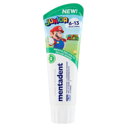 Mentadent Junior Toothpaste 6-13 Years Super Mario Delicate Mint 75 Ml