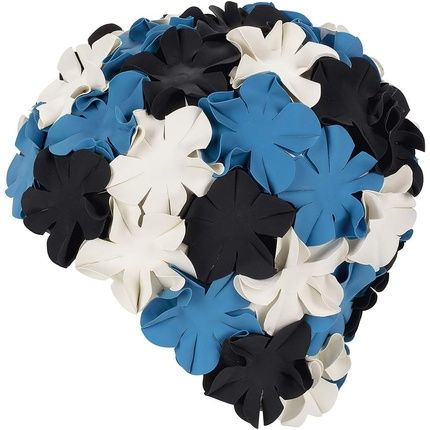 Fashy Women Rubber Petal Cap Black White Blue One Size