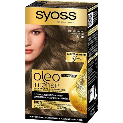 Syoss Oleo Intense Permanent Oil Colouration 6-10 Dark Blonde With Nourishing Oil And Ammonia 115Ml