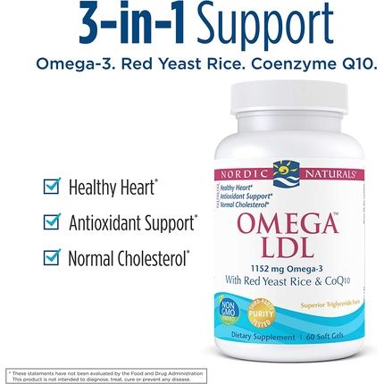 Nordic Naturals Omega With Red Yeast Rice And Coq10 Softgels 60 Capsules 1152Mg