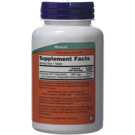Now Foods Gtf Chromium Tablets 200Mg 250 Count