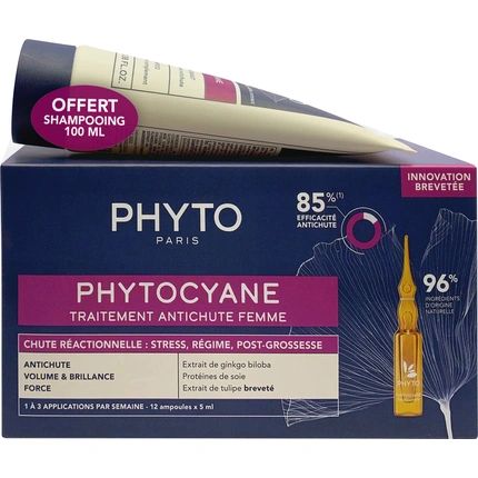 Phyto Phytocyane Reactional Hair Loss Treatment For Women 12 Amps X 5Ml With Gift Revitalizing Shampoo 100Ml