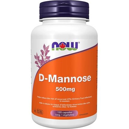 Now Foods D-Mannose 500Mg Vegetarian Capsules 120 Count