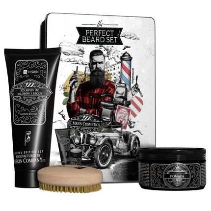 The Perfect Beard Set: Beard Brush, Hair And Beard Pomade 100G, Moisturizing Shampoo For Hair And Beard 200Ml