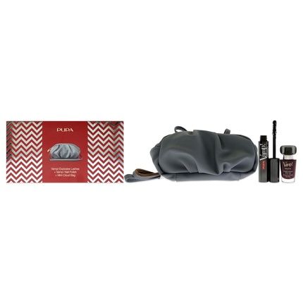Pupa Milano Vamp! Explosive Lashes And Vamp! Nail Polish Set Volume Mascara And Gel Effect Polish Super-Rich Texture Ultra-Soft Maxi Brush Smudge-Free Hold Mini Cloud Bag