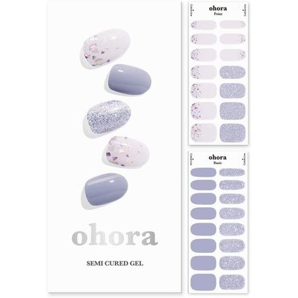 Ohora Semi Cured Gel Nail Strips N Afterglow - Works With Any Nail Lamps Salon-Quality Long Lasting Easy To Apply & Remove - Includes 2 Prep Pads Nail File & Wooden Stick