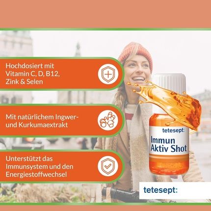Tetesept Immune Active Turmeric Ginger Shot 7 Drinking Bottles High Dose - Image 3