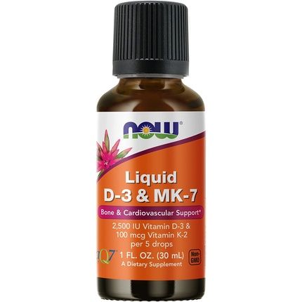 Now Liquid D-3 & Mk-7 Supplement With 2,500 Iu Vitamin D-3 & 100 Mcg Vitamin K-2 Per 5 Drops 1Oz