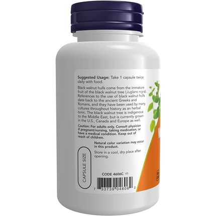 Now Foods Black Walnut Hulls 100 Capsules 500Mg - Image 3