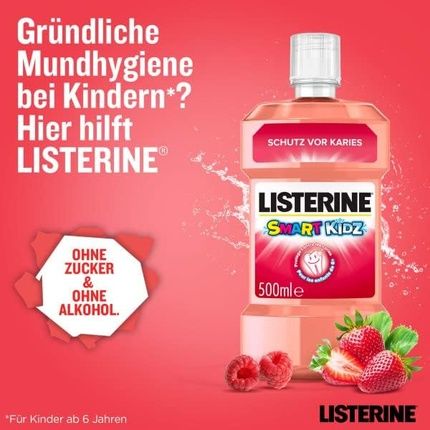 Listerine Smart Kidz Mild Berry 500Ml Alcohol-Free And Sugar-Free Mouthwash For Kids 6+