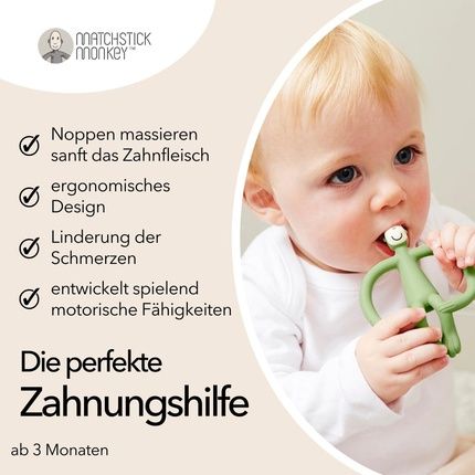 Matchstick Monkey Original Teething Ring Baby Teething Aid With Soft Nubs - Image 3