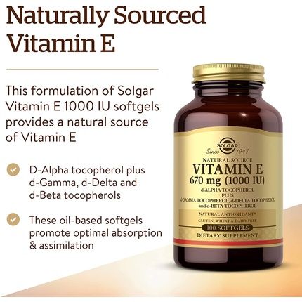 Solgar Natural Source Vitamin E 671Mg Softgels - Supports Immune System And Protects Cells From Oxidative Stress - Image 3