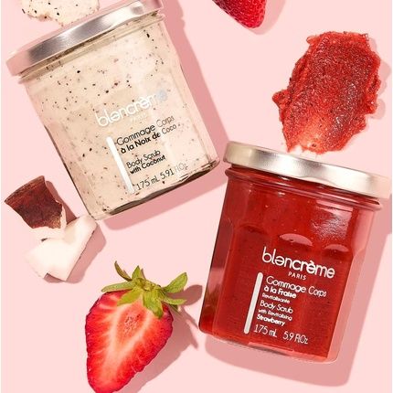 Blancreme Strawberry Body Scrub 175Ml - 100% Natural Ingredients - Made In France - Exfoliating Body Scrub For Women & Men