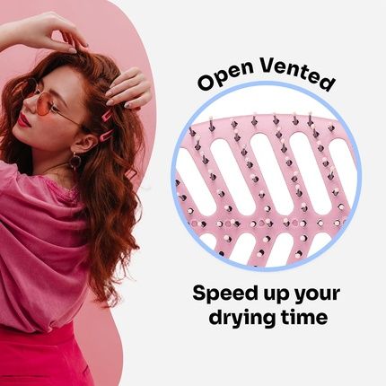 Wetbrush Go Green Speed Dry Detangler With Heatflex Bristles For Safe Use With A Hairdryer Vented To Allow Moisture To Be Removed From Hair Quickly For Fast Drying Time Pink - Image 3