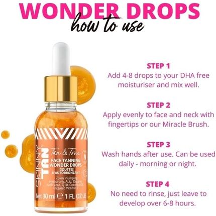 Skinny Tan Tan And Tone Face Tanning Wonder Drops Serum With Hyaluronic Acid 1 Oz - Image 3