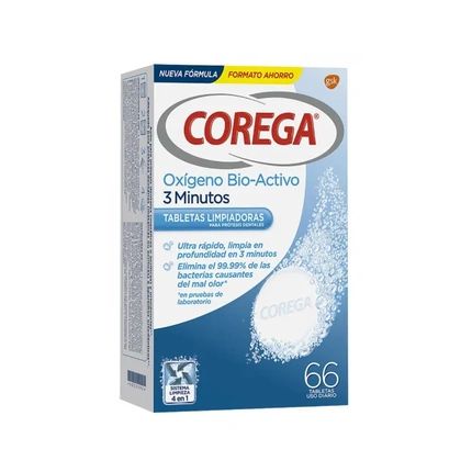 Corega Active Oxygen 3 Minutes 66 Tablets Effective Cleaning Solution