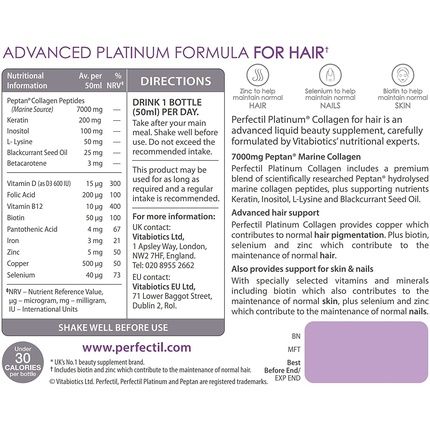 Perfectil Vitabiotics Platinum Collagen Hair 10 X 50Ml - Image 3