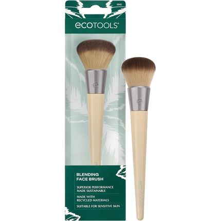 Ecotools Blending Face Makeup Brush For Liquid & Cream Foundation, Bronzer, & Blush - Dense Synthetic Bristles - Eco Friendly Cruelty-Free Vegan