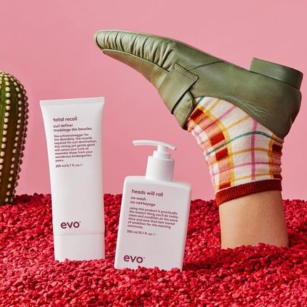 Evo Heads Will Roll Co-Wash 1 Litre Lightly Foaming Cleansing Conditioner For Wavy Curly Hair Gives Softness And Reduces Frizz Vegan No Sulphates