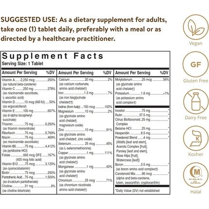 Solgar Formula Vm-75 Multivitamin With Chelated Minerals 180 Tablets