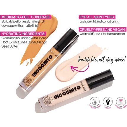 Wet N Wild Megalast Incognito Full-Coverage Concealer With Shea Butter Light Medium