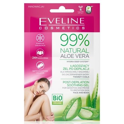 Eveline 99% Natural Aloe Vera Post-Depilation Soothing Gel For Sensitive Skin - 5Ml X 2
