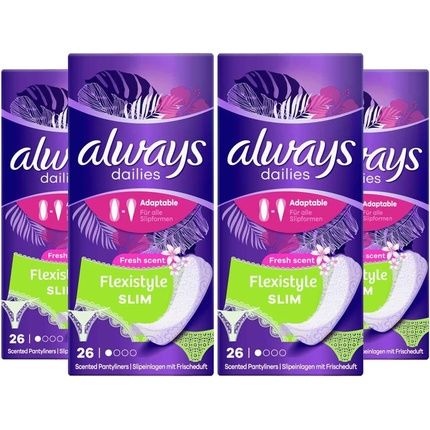 Always Dailies Flexistyle Slim Fresh Scent Pantyliners 26 Per Pack 104 Liners Total