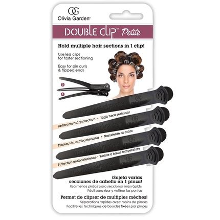 Olivia Garden Double Clips Petite Hair Clips 4 Pieces 10Cm Black